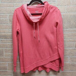 Calvin Klein Sweater Womens Medium Pink Cowl Neck Drawstring Pullover